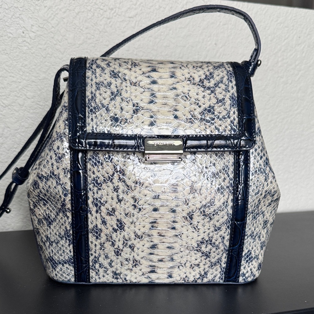 Brahmin Melbourne Anchor Margo Crossbody Bag Blue and Cream Women's Bag